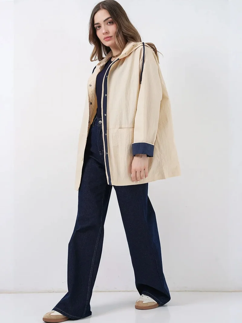 بيغ دارت BDART Hooded Snap Closure Trench Coat with Pocket